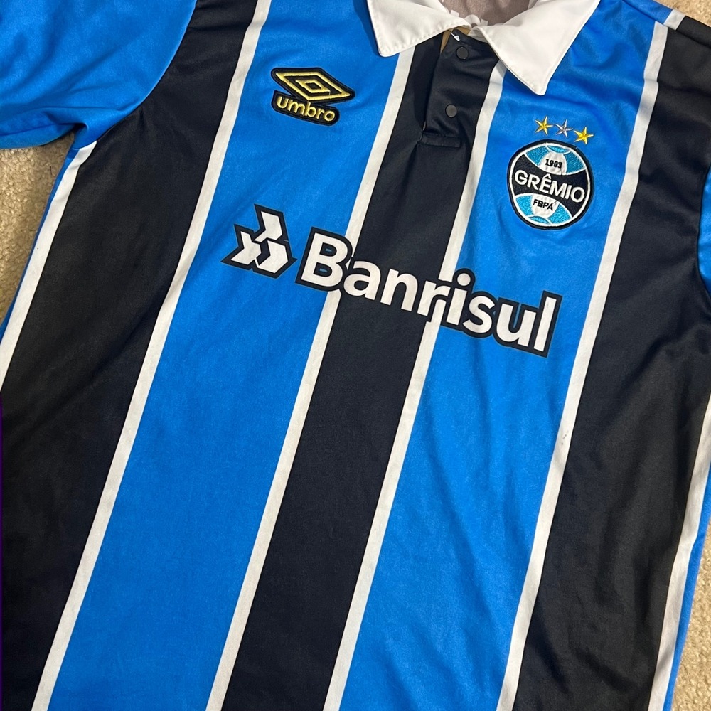 Umbro Gremio FBPA Soccer Jersey Blue Black Striped Number 10 Men Size GG XL